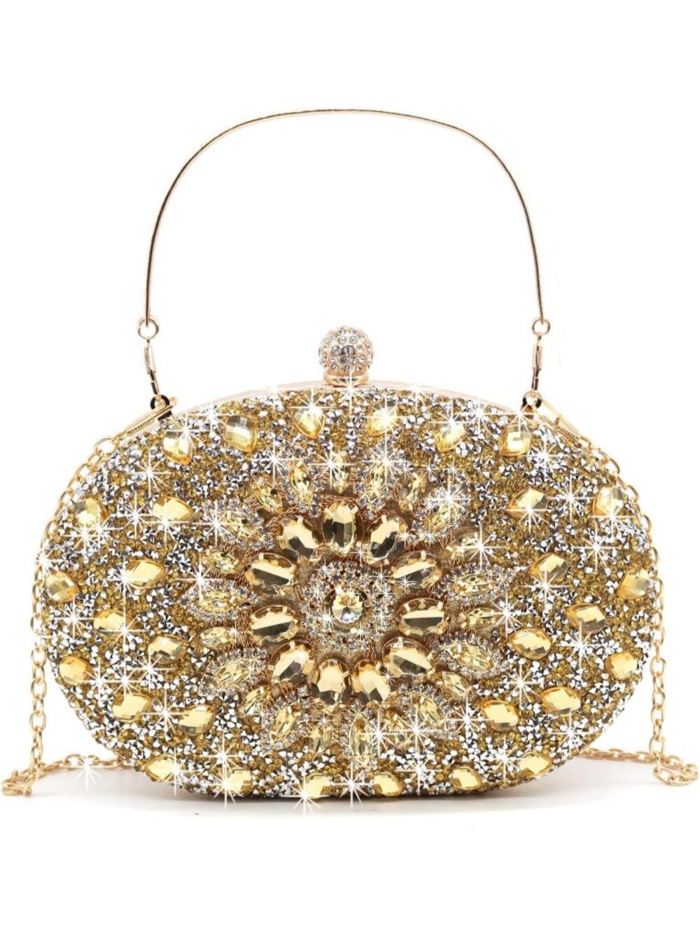 Women's Gold Rhinestone Clutch Purse Wedding Party Prom Bridal Evening Bag